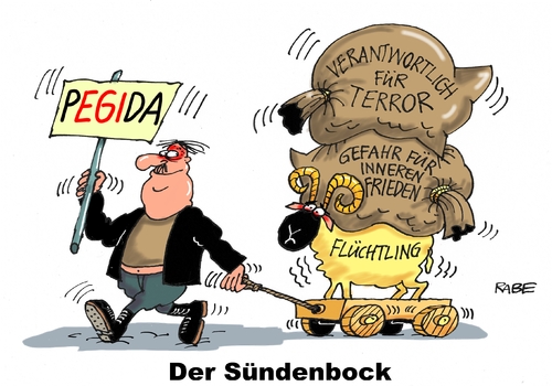 Cartoon: Sündenbock (medium) by RABE tagged sünde,sündenbock,pegida,dresden,islam,islamisierung,flüchtlin,flüchtlingspolitik,rabe,ralf,böhme,cartoon,karikatur,pressezeichnung,farbcartoon,tagescartoon,rechte,bachman,nazis,hetze,asylanten,flüchtlingsstrom,sünde,sündenbock,pegida,dresden,islam,islamisierung,flüchtlin,flüchtlingspolitik,rabe,ralf,böhme,cartoon,karikatur,pressezeichnung,farbcartoon,tagescartoon,rechte,bachman,nazis,hetze,asylanten,flüchtlingsstrom