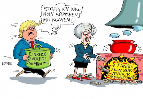 Cartoon: Süppchenküche (medium) by RABE tagged anschlag,london,is,transporter,menschenmenge,terroranschlag,may,premier,vier,punkte,plan,terrorbekämpfung,attentat,rabe,ralf,böhme,cartoon,karikatur,pressezeichnung,farbcartoon,tagescartoon,herd,feuer,kochtopf,trump,abzugshaube,suppe,süppchen,muslime,einreiseverbot,islamisten,anschlag,london,is,transporter,menschenmenge,terroranschlag,may,premier,vier,punkte,plan,terrorbekämpfung,attentat,rabe,ralf,böhme,cartoon,karikatur,pressezeichnung,farbcartoon,tagescartoon,herd,feuer,kochtopf,trump,abzugshaube,suppe,süppchen,muslime,einreiseverbot,islamisten