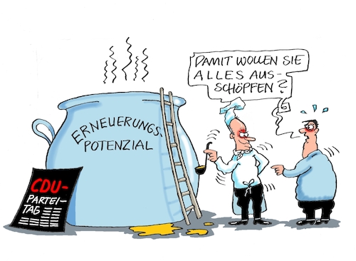 Cartoon: Suppenkasper (medium) by RABE tagged cdu,parteitag,hannover,friedrich,merz,csu,union,opposition,erneuerung,suppe,suppenkessel,suppenkelle,kelle,koch,kochmütze,krise,frauenquote,cdu,parteitag,hannover,friedrich,merz,csu,union,opposition,erneuerung,suppe,suppenkessel,suppenkelle,kelle,koch,kochmütze,krise,frauenquote