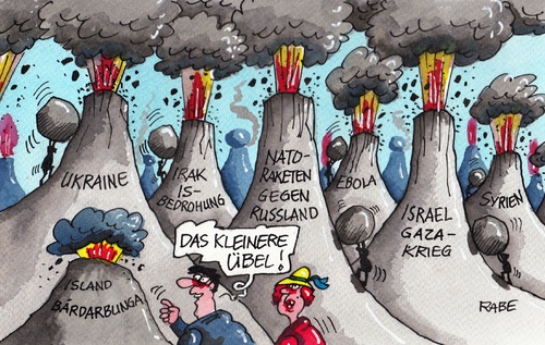 Cartoon: Sysiphosarbeit Krisenvulkane (medium) by RABE tagged krisen,krisenherde,vulkane,vulkanlandschaft,vulkanausbrüche,lava,gestein,schwefel,ukraine,ukrainekrise,irak,islamisten,is,terrorgruppen,fundamentalisten,sysiphos,bedrohung,island,bardarbunga,nato,raketenstationierung,raketenschild,ebola,virus,israel,hama,gaza,gazastreifen,raketenbeschuss,syrien,assad,krisen,krisenherde,vulkane,vulkanlandschaft,vulkanausbrüche,lava,gestein,schwefel,ukraine,ukrainekrise,irak,islamisten,is,terrorgruppen,fundamentalisten,sysiphos,bedrohung,island,bardarbunga,nato,raketenstationierung,raketenschild,ebola,virus,israel,hama,gaza,gazastreifen,raketenbeschuss,syrien,assad