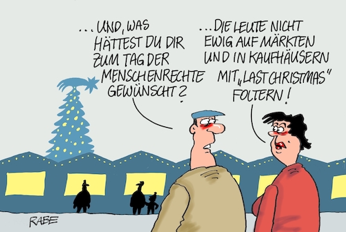 Cartoon: Tag der Menschenrechte (medium) by RABE tagged menschenrechte,menschenrechtsverletzung,folter,misshandlungen,rabe,ralf,böhme,cartoon,karikatur,pressezeichnung,tagescartoon,farbcartoon,weihnachten,weihnachtsmarkt,weihnachtsmusik,kaufhaus,last,christmas,wham,foltermethode,menschenrechte,menschenrechtsverletzung,folter,misshandlungen,rabe,ralf,böhme,cartoon,karikatur,pressezeichnung,tagescartoon,farbcartoon,weihnachten,weihnachtsmarkt,weihnachtsmusik,kaufhaus,last,christmas,wham,foltermethode