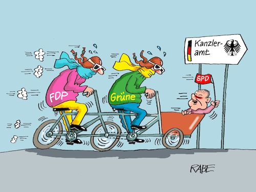 Cartoon: Tandem zum Kanzleramt (medium) by RABE tagged bundestagswahl,wahlkampf,osten,ddr,ostbeauftragter,bundesregierung,recht,rabe,ralf,böhme,cartoon,karikatur,pressezeichnung,farbcartoon,tagescartoon,kanzleramt,laschet,gartenzwerg,regierungsbildung,koalition,ampel,jamaika,dreibündnis,fdp,grüne,spd,tandem,lastenfahrrad,bundestagswahl,wahlkampf,osten,ddr,ostbeauftragter,bundesregierung,recht,rabe,ralf,böhme,cartoon,karikatur,pressezeichnung,farbcartoon,tagescartoon,kanzleramt,laschet,gartenzwerg,regierungsbildung,koalition,ampel,jamaika,dreibündnis,fdp,grüne,spd,tandem,lastenfahrrad