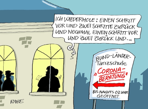 Cartoon: Tanzbeinliches (medium) by RABE tagged corona,bundländerkonferenz,merkel,kanzleramt,lockerungen,stufenplan,öffnungen,lockdown,shutdown,baumärkte,impfdosen,rki,fallzahlen,inzidenzwert,spahn,impfzentren,impfreihenfolge,osterruhe,osterruheregelung,ostern,tanzschule,fehler,kippen,corona,bundländerkonferenz,merkel,kanzleramt,lockerungen,stufenplan,öffnungen,lockdown,shutdown,baumärkte,impfdosen,rki,fallzahlen,inzidenzwert,spahn,impfzentren,impfreihenfolge,osterruhe,osterruheregelung,ostern,tanzschule,fehler,kippen