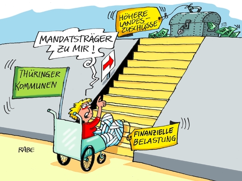 Cartoon: Thüringer Mandatsträger (medium) by RABE tagged mandat,mandatsträger,thüringen,kommunen,städte,gemeinden,ramelow,rotrotgrün,finanzausgleich,euro,haushaltskasse,landeszuschüsse,finanzen,finazminister,kasse,rabe,ralf,böhme,cartoon,karikatur,pressezeichnung,farbcartoon,tagescartoon,treppe,rollstuhl,rollstuhlfahrer,aufstieg,truhe,mandat,mandatsträger,thüringen,kommunen,städte,gemeinden,ramelow,rotrotgrün,finanzausgleich,euro,haushaltskasse,landeszuschüsse,finanzen,finazminister,kasse,rabe,ralf,böhme,cartoon,karikatur,pressezeichnung,farbcartoon,tagescartoon,treppe,rollstuhl,rollstuhlfahrer,aufstieg,truhe