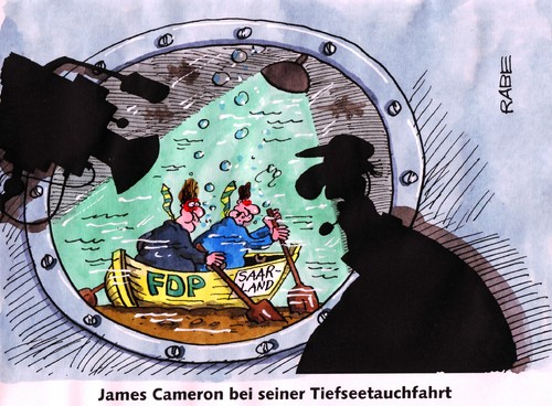 Cartoon: Tiefseegraben (medium) by RABE tagged saarland,absturz,fdp,liberale,rösler,brüderle,bahr,koalition,spd,cdu,bundesliberale,wahlergebnisse,niederlage,wahlerfolg,piraten,piratenpartei,james,cameron,avatar,titanic,tiefsee,ozean,tiefseegraben,tauchboot,unterseeboot,film,filmaufnahmen,westpazifik,wahldebakel,marianengraben,challengertief,ruderboot,untergang,ruderer,saarland,absturz,fdp,liberale,rösler,brüderle,bahr