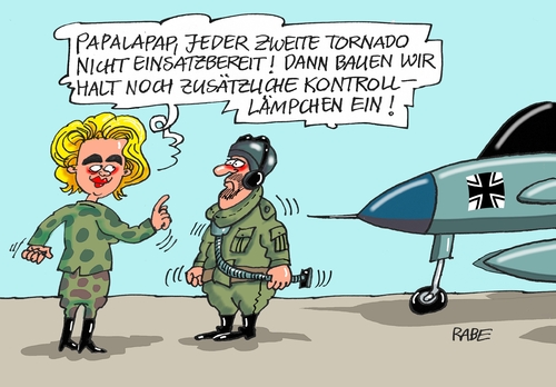 Cartoon: Tornadodebakel (medium) by RABE tagged flüchtlinge,jagdflieger,tagescartoon,antiterroreinsatz,is,syrien,kampfjet,tornado,farbcartoon,pressezeichnung,karikatur,cartoon,böhme,ralf,rabe,leyen,der,von,verteidigungsministerin,soldaten,bundeswehr,tornado,kampfjet,syrien,is,antiterroreinsatz,bundeswehr,soldaten,verteidigungsministerin,von,der,leyen,rabe,ralf,böhme,cartoon,karikatur,pressezeichnung,farbcartoon,tagescartoon,jagdflieger,flüchtlinge