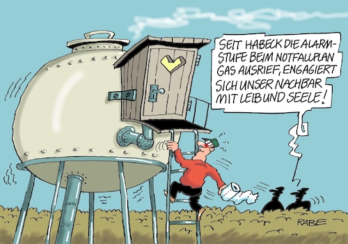 Cartoon: Treppauf treppab (medium) by RABE tagged energiewende,windkraft,windräder,solarenergie,umweltminister,robert,habeck,grüne,rabe,ralf,böhme,cartoon,karikatur,pressezeichnung,farbcartoon,tagescartoon,michel,lastenträger,kosten,energiepreise,putin,ukrainekrieg,sanktionen,gas,gasspeicher,gasleitung,nordstream,gashahn,abschaltung,tiolettenpapier,klopapier,nachbar,notfall,notfallplangas,notfallplan,alarmstufe,energiewende,windkraft,windräder,solarenergie,umweltminister,robert,habeck,grüne,rabe,ralf,böhme,cartoon,karikatur,pressezeichnung,farbcartoon,tagescartoon,michel,lastenträger,kosten,energiepreise,putin,ukrainekrieg,sanktionen,gas,gasspeicher,gasleitung,nordstream,gashahn,abschaltung,tiolettenpapier,klopapier,nachbar,notfall,notfallplangas,notfallplan,alarmstufe