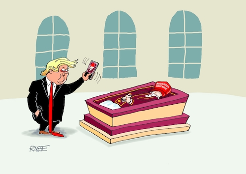 Cartoon: Trump Kappe (medium) by RABE tagged trrump,donald,präsident,usa,zoll,strafzoll,cartoon,karikatur,rabe,ralf,böhme,pressezeichnung,farbcartoon,tagescartoon,vatikan,büro,papst,franziskus,tod,sekretär,konklave,selbsternennung,kirche,bischof,trauer,trauerfeier,selfi,sarg,aufbahrung,basecape,mütze,kappe,petersdom,trrump,donald,präsident,usa,zoll,strafzoll,cartoon,karikatur,rabe,ralf,böhme,pressezeichnung,farbcartoon,tagescartoon,vatikan,büro,papst,franziskus,tod,sekretär,konklave,selbsternennung,kirche,bischof,trauer,trauerfeier,selfi,sarg,aufbahrung,basecape,mütze,kappe,petersdom