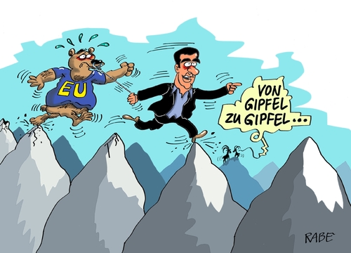 Cartoon: Tsipras Gipfel (medium) by RABE tagged tsipras,griechenland,athen,eu,euro,eurozone,gipfel,sondergipfel,juncker,brüssel,finanzchefs,reform,reformpaket,forderungen,rabe,ralf,böhme,cartoon,karikatur,pressezeichnung,farbcartoon,rettungspaket,banken,iwf,ezb,kredit,milliarden,tsipras,griechenland,athen,eu,euro,eurozone,gipfel,sondergipfel,juncker,brüssel,finanzchefs,reform,reformpaket,forderungen,rabe,ralf,böhme,cartoon,karikatur,pressezeichnung,farbcartoon,rettungspaket,banken,iwf,ezb,kredit,milliarden