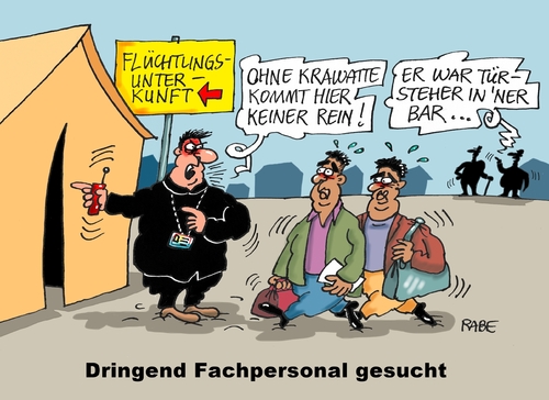 Cartoon: Türsteher (medium) by RABE tagged türsteher,bar,disco,bodyguard,einlaß,krawatte,schlips,nachtclub,rabe,ralf,böhme,cartoon,karikatur,pressezeichnung,farbcartoon,tagescartoon,flüchtlinge,flüchtlingskrise,flüchtlingsunterkunft,syrien,islam,islamisten,türsteher,bar,disco,bodyguard,einlaß,krawatte,schlips,nachtclub,rabe,ralf,böhme,cartoon,karikatur,pressezeichnung,farbcartoon,tagescartoon,flüchtlinge,flüchtlingskrise,flüchtlingsunterkunft,syrien,islam,islamisten