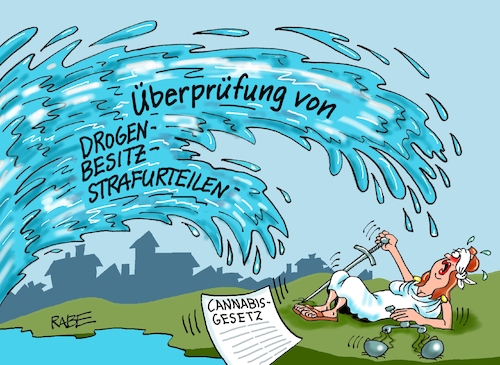 Cartoon: Überprüfungswelle (medium) by RABE tagged cannabis,cannabisgesetz,cannabislegalisierung,lauterbach,rabe,ralf,böhme,cartoon,karikatur,pressezeichnung,farbcartoon,tagescartoon,justiz,justizia,welle,überprüfungswelle,drogenbesitz,strafurteile,drogenbesitzstrafurteil,abarbeitung,belastung,cannabis,cannabisgesetz,cannabislegalisierung,lauterbach,rabe,ralf,böhme,cartoon,karikatur,pressezeichnung,farbcartoon,tagescartoon,justiz,justizia,welle,überprüfungswelle,drogenbesitz,strafurteile,drogenbesitzstrafurteil,abarbeitung,belastung