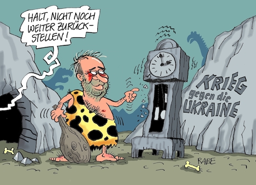 Cartoon: Uhrenmensch (medium) by RABE tagged usa,biden,telefonat,putin,moskau,kreml,kremlchef,rabe,ralf,böhme,cartoon,karikatur,pressezeichnung,farbcartoon,tagescartoon,ukraine,ukrainekrise,nato,telefonleitung,gipfel,ukrainegipfel,macron,ukrainekrieg,steinzeit,urzeit,steinzeitmensch,urmensch,standuhr,sommerzeit,zeitenwende,zeitumstellung,uhrenumstellung,stunde,usa,biden,telefonat,putin,moskau,kreml,kremlchef,rabe,ralf,böhme,cartoon,karikatur,pressezeichnung,farbcartoon,tagescartoon,ukraine,ukrainekrise,nato,telefonleitung,gipfel,ukrainegipfel,macron,ukrainekrieg,steinzeit,urzeit,steinzeitmensch,urmensch,standuhr,sommerzeit,zeitenwende,zeitumstellung,uhrenumstellung,stunde