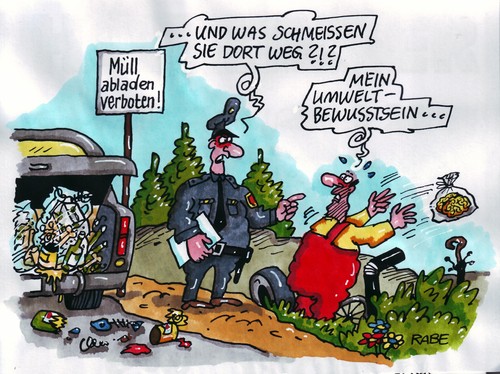 Cartoon: Umweltbewußtsein (medium) by RABE tagged müllkippe,umweltbewußtsein,müllhalde,müllentsorgung,hausmüll,sperrmüll,mülltonne,müllcontainer,pkw,auto,kofferraum,mülltrennung,illegale,schrott,altpapier,altglas,polizei,umweltschutz,natur,naturschutz,landschaft,wald,wiesen,euro,krise,konserven,müllsäcke,mann,wegwerfen,verbotsschild,warnschild,gehirn,gehirnskasten,gehirnwindung,gehirnlappen,abfälle,verwarnung,verbot,strafe,bestrafung,geldstrafe,gefängnis,umweltsünder,umweltministerium,grünen,müllkippe,hausmüll,sperrmüll,mülltonne,müll,müllhalde,umweltbewußtsein,umwelt