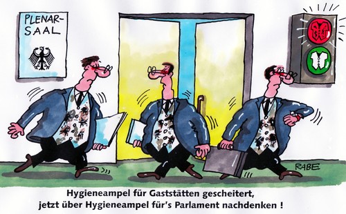 Cartoon: Unhygienisches (medium) by RABE tagged hygiene,hygieneampel,gaststätten,restaurants,regierung,bundesregierung,parlament,plenarsal,parlamentarier,kabinett,bundestag,bundesrat,kanzlerin,merkel,cdu,parteien,koalition,opposition,betrug,skandal,bestechung,schmiergelder,wulff,astrein,sauberkeit,weste,weiss,ampel,rot,grün,amtsmissbrauch,freunde,berlin,spreeufer,lobby,lobbyisten,ungeziefer,schaben,fliegen,maden,würmer,kakerlaken,ameisen,kammerjäger,euro,krise,schulden,esf,fiskalpakt,rettungsschirm,küchenschabe,hygiene,gaststätten,restaurants,regierung,bundesregierung,parlament,parlamentarier