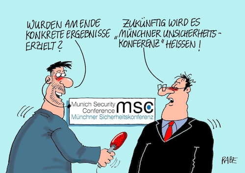 Cartoon: Unsicherheit überall (medium) by RABE tagged münchen,sicherheitskonferenz,unsicherheit,unsicherheitskonferenz,hotel,bayrischer,hof,merkel,kanzlerin,usa,trump,rabe,ralf,böhme,cartoon,karikatur,pressezeichnung,farbcartoon,tagescartoon,interview,probleme,autoimporte,verteidigungsminister,münchen,sicherheitskonferenz,unsicherheit,unsicherheitskonferenz,hotel,bayrischer,hof,merkel,kanzlerin,usa,trump,rabe,ralf,böhme,cartoon,karikatur,pressezeichnung,farbcartoon,tagescartoon,interview,probleme,autoimporte,verteidigungsminister