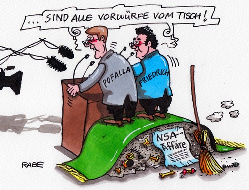 Cartoon: Untern Teppich gekehrt (medium) by RABE tagged nsa,spähaffäre,pofalla,cdu,bundesinnenminister,fridrich,csu,spähprogramm,snowden,prism,internet,rabe,ralf,böhme,cartoon,karikatur,pressezeichnung,farbcartoon,kanzleramtsminister,vorwürfe,ronald,peter,rednerpult,mikrofon,teppich,besen,kehrbesen,dreck,müll,staub,unrat,datenschutz,datenaffäre,daten,abhöraktion,facebook,nsa,spähaffäre,pofalla,cdu,bundesinnenminister,fridrich,csu,spähprogramm,snowden,prism,internet,rabe,ralf,böhme,cartoon,karikatur,pressezeichnung,farbcartoon,kanzleramtsminister,vorwürfe,ronald,peter,rednerpult,mikrofon,teppich,besen,kehrbesen,dreck,müll,staub,unrat,datenschutz,datenaffäre,daten,abhöraktion,facebook