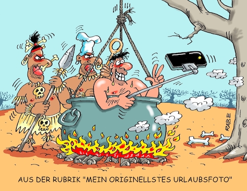 Cartoon: Urlaubserlebnisse (medium) by RABE tagged urlaub,reise,fotos,fotoapparat,safarie,flug,rabe,ralf,böhme,cartoon,karikatur,pressezeichnung,farbcartoon,tagescartoon,reiseeindrücke,urlaubserinnerungen,urlauber,eingeborenen,suppenkessel,kanibalen,menschenfresser,selfi,selfistick,abenteuerurlaub,urlaub,reise,fotos,fotoapparat,safarie,flug,rabe,ralf,böhme,cartoon,karikatur,pressezeichnung,farbcartoon,tagescartoon,reiseeindrücke,urlaubserinnerungen,urlauber,eingeborenen,suppenkessel,kanibalen,menschenfresser,selfi,selfistick,abenteuerurlaub