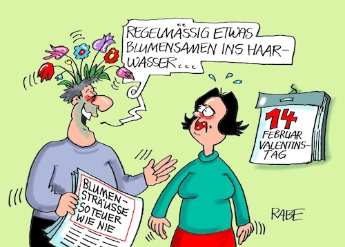 Cartoon: Valentinsblumen (medium) by RABE tagged valentin,valentinstag,blumen,verliebte,geschenk,liebe,rabe,ralf,böhme,cartoon,karikatur,pressezeichnung,farbcartoon,tagescartoon,abreisskalender,blumensamen,verteuerung,valentin,valentinstag,blumen,verliebte,geschenk,liebe,rabe,ralf,böhme,cartoon,karikatur,pressezeichnung,farbcartoon,tagescartoon,abreisskalender,blumensamen,verteuerung