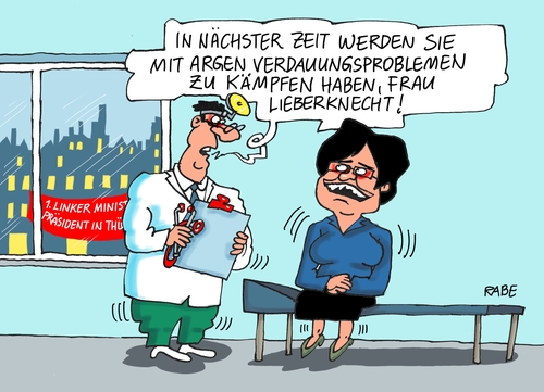 Cartoon: Verdauungsprobleme (medium) by RABE tagged thüringen,landtagswahl,ministerpräsident,sondierungsgespräche,lieberknecht,ramelow,linke,cdu,grüne,spd,rabe,ralf,böhme,cartoon,karikatur,pressezeichnung,farbcartoon,tagescartoon,arzt,patient,verdauung,verdauungsprobleme,darm,koalitionsgespräche,thüringen,landtagswahl,ministerpräsident,sondierungsgespräche,lieberknecht,ramelow,linke,cdu,grüne,spd,rabe,ralf,böhme,cartoon,karikatur,pressezeichnung,farbcartoon,tagescartoon,arzt,patient,verdauung,verdauungsprobleme,darm,koalitionsgespräche