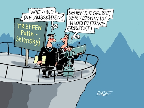 Cartoon: Verhandlungsplattform (medium) by RABE tagged trump,kanada,gipfel,gipfeltreffen,staatschefs,rabe,ralf,böhme,cartoon,karikatur,pressezeichnung,farbcartoon,tagescartoon,gespenst,geist,angst,donald,usa,nato,natoaustritt,schild,alaskagipfel,purin,russland,ukraine,ukrainekrieg,verhandlung,selenskyj,treffen,waffenruhe,frieden,friedensgespräch,ferne,aussichtspunkt,fernglas,fernrohr,trump,kanada,gipfel,gipfeltreffen,staatschefs,rabe,ralf,böhme,cartoon,karikatur,pressezeichnung,farbcartoon,tagescartoon,gespenst,geist,angst,donald,usa,nato,natoaustritt,schild,alaskagipfel,purin,russland,ukraine,ukrainekrieg,verhandlung,selenskyj,treffen,waffenruhe,frieden,friedensgespräch,ferne,aussichtspunkt,fernglas,fernrohr