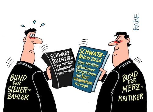 Cartoon: Versprecher (medium) by RABE tagged merz,kanzler,koalition,union,spd,klingbeil,cartoon,karikatur,pressezeichnung,farbcartoon,tagescartoon,db,bahn,frühling,frühjahr,frühjahrsputz,ice,zug,blumenkasten,blumenkästen,esc,songcontest,ankündigung,versprechen,lügen,schwarzbuch,schwatzbuch,bund,steuerzahler,steuerverschwendung,verschwendung,merz,kanzler,koalition,union,spd,klingbeil,cartoon,karikatur,pressezeichnung,farbcartoon,tagescartoon,db,bahn,frühling,frühjahr,frühjahrsputz,ice,zug,blumenkasten,blumenkästen,esc,songcontest,ankündigung,versprechen,lügen,schwarzbuch,schwatzbuch,bund,steuerzahler,steuerverschwendung,verschwendung
