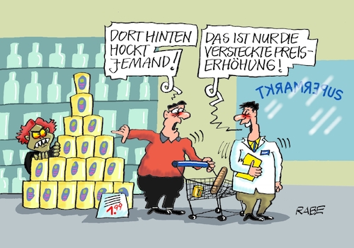 Cartoon: Versteckspiel (medium) by RABE tagged gas,gassparen,gasnotstand,gasgeben,sanktionen,gasspeicher,gasheizung,rabe,ralf,böhme,cartoon,karikatur,pressezeichnung,farbcartoon,tagescartoon,robert,habeck,putin,inflation,gasauslage,preissteigerung,teuerung,lebensmittel,kaufhalle,supermarkt,korbwagen,versteck,dosen,stapel,gas,gassparen,gasnotstand,gasgeben,sanktionen,gasspeicher,gasheizung,rabe,ralf,böhme,cartoon,karikatur,pressezeichnung,farbcartoon,tagescartoon,robert,habeck,putin,inflation,gasauslage,preissteigerung,teuerung,lebensmittel,kaufhalle,supermarkt,korbwagen,versteck,dosen,stapel