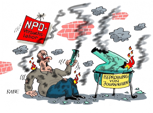 Cartoon: Versuchslabor (medium) by RABE tagged halle,attentat,synagoge,juden,rabe,ralf,böhme,cartooon,karikatur,pressezeichnung,farbcartoon,tagescartoon,experten,mittäter,rechtsextremist,unsicherheit,sicherheit,rechte,npd,rechtsextremisten,bedrohung,pressefreiheit,journalisten,labor,versuchslabor,explosion,verpuffung,hannover,demo,kundgebung,journalismus,zeitungen,halle,attentat,synagoge,juden,rabe,ralf,böhme,cartooon,karikatur,pressezeichnung,farbcartoon,tagescartoon,experten,mittäter,rechtsextremist,unsicherheit,sicherheit,rechte,npd,rechtsextremisten,bedrohung,pressefreiheit,journalisten,labor,versuchslabor,explosion,verpuffung,hannover,demo,kundgebung,journalismus,zeitungen