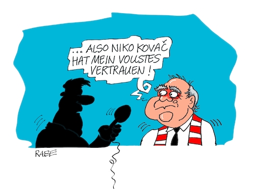 Cartoon: Vertrauensfrage (medium) by RABE tagged fußball,wm,russland,gespenst,bayern,münchen,verletzungen,boateng,robben,rabe,ralf,böhme,cartoon,tagescartoon,farbcartoon,pressezeichnung,kroatien,sieg,halbfinale,aus,ausweisung,diplomaten,uli,hoeneß,niko,kovac,bundesliege,unentschieden,abstieg,entlassung,merkel,kannzlerin,volles,vertrauen,trainerfrage,fußball,wm,russland,gespenst,bayern,münchen,verletzungen,boateng,robben,rabe,ralf,böhme,cartoon,tagescartoon,farbcartoon,pressezeichnung,kroatien,sieg,halbfinale,aus,ausweisung,diplomaten,uli,hoeneß,niko,kovac,bundesliege,unentschieden,abstieg,entlassung,merkel,kannzlerin,volles,vertrauen,trainerfrage