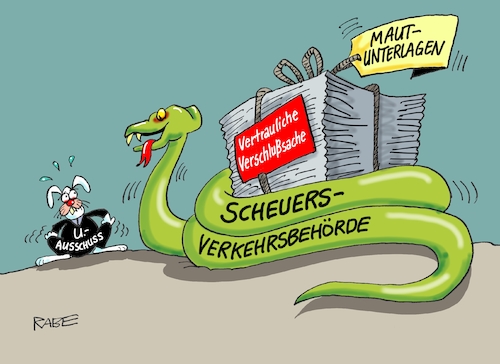 Cartoon: Vertrauliches (medium) by RABE tagged scheuer,verkehrsminister,roller,unfallae,straßenverkehr,unaufmerksamkeit,rabe,ralf,böhme,cartoon,karikatur,pressezeichnung,farbcartoon,tagescartoon,maut,untersuchungsausschuß,mautunterlagen,verkehrsministerium,beamten,behörde,kaninchen,schlange,untersuchungsauschuß,verschlußsache,vertrauliches,akten,scheuer,verkehrsminister,roller,unfallae,straßenverkehr,unaufmerksamkeit,rabe,ralf,böhme,cartoon,karikatur,pressezeichnung,farbcartoon,tagescartoon,maut,untersuchungsausschuß,mautunterlagen,verkehrsministerium,beamten,behörde,kaninchen,schlange,untersuchungsauschuß,verschlußsache,vertrauliches,akten