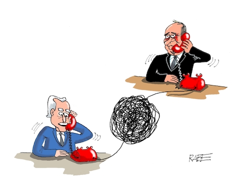 Cartoon: Verworrenes (medium) by RABE tagged usa,biden,telefonat,putin,moskau,kreml,kremlchef,rabe,ralf,böhme,cartoon,karikatur,pressezeichnung,farbcartoon,tagescartoon,ukraine,ukrainekrise,nato,telefonleitung,knäul,verstricktes,knoten,usa,biden,telefonat,putin,moskau,kreml,kremlchef,rabe,ralf,böhme,cartoon,karikatur,pressezeichnung,farbcartoon,tagescartoon,ukraine,ukrainekrise,nato,telefonleitung,knäul,verstricktes,knoten