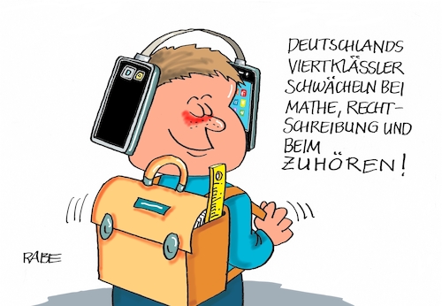 Cartoon: Viertklässler (medium) by RABE tagged bildungswesen,lehrer,schüler,deutschland,umfrage,auswertung,mathe,deutsch,zuhören,rabe,ralf,böhme,cartoon,karikatur,pressezeichnung,farbcartoon,tagescartoon,ranzen,schulklsasse,unterricht,tablet,smartphone,schwäche,bildungswesen,lehrer,schüler,deutschland,umfrage,auswertung,mathe,deutsch,zuhören,rabe,ralf,böhme,cartoon,karikatur,pressezeichnung,farbcartoon,tagescartoon,ranzen,schulklsasse,unterricht,tablet,smartphone,schwäche