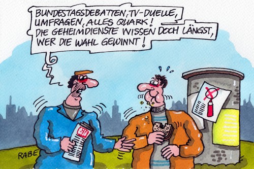 Cartoon: Wahlquark-Quarkwahl (medium) by RABE tagged bundestagswahl,kanzlerkandidat,kanzlerin,wahlkampf,duell,tv,umfragen,bundestag,bundestagdebatte,peer,steinbrück,spd,merkel,cdu,herausforderer,king,of,kotelett,frontalangriff,wahlkampfendspurt,rabe,ralf,böhme,cartoon,karikatur,pressezeichnung,farbcartoon,litfaßsäule,wahlplakat,quark,geheimdienste,nsa,ausspähen,ausspähaffäre,kreuz,wahlkabine,sozialdemokraten,bundestagswahl,kanzlerkandidat,kanzlerin,wahlkampf,duell,tv,umfragen,bundestag,bundestagdebatte,peer,steinbrück,spd,merkel,cdu,herausforderer,king,of,kotelett,frontalangriff,wahlkampfendspurt,rabe,ralf,böhme,cartoon,karikatur,pressezeichnung,farbcartoon,litfaßsäule,wahlplakat,quark,geheimdienste,nsa,ausspähen,ausspähaffäre,kreuz,wahlkabine,sozialdemokraten