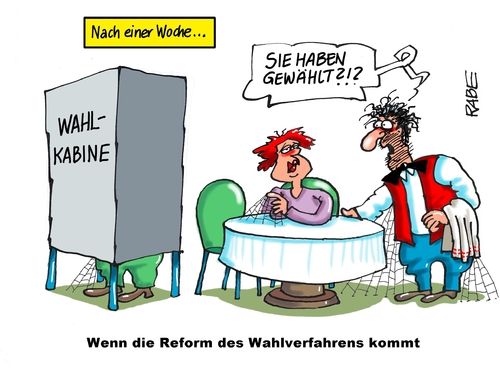 Cartoon: Wahlwochen der SPD (medium) by RABE tagged wahl,wahlkabine,bundestagswahl,wähler,wahlsonntag,wahlunterlagen,wahlwoche,rabe,ralf,böhme,cartoon,karikatur,pressezeichnung,farbcartoon,tagescartoon,spd,wahlurne,restaurant,gaststätte,speisekarte,kellner,ober,gäste,esse,trinken,auswahl,wahl,wahlkabine,bundestagswahl,wähler,wahlsonntag,wahlunterlagen,wahlwoche,rabe,ralf,böhme,cartoon,karikatur,pressezeichnung,farbcartoon,tagescartoon,spd,wahlurne,restaurant,gaststätte,speisekarte,kellner,ober,gäste,esse,trinken,auswahl