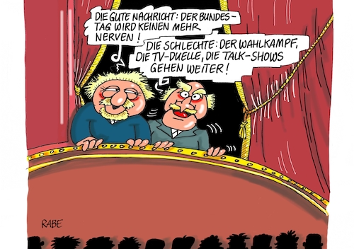 Cartoon: Waldorf und Statler im Bundestag (medium) by RABE tagged bundestag,bundestagssitzung,bundestagswahl,schlagabtausch,lammert,merkel,gabril,rabe,ralf,böhme,cartoon,karikatur,pressezeichnung,farbcartoon,tagescartoon,loge,muppets,statler,waldorf,bundestag,bundestagssitzung,bundestagswahl,schlagabtausch,lammert,merkel,gabril,rabe,ralf,böhme,cartoon,karikatur,pressezeichnung,farbcartoon,tagescartoon,loge,muppets,statler,waldorf