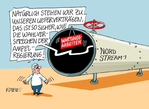 Cartoon: Warte Wartung (medium) by RABE tagged gas,gassparen,gasnotstand,gasgeben,sanktionen,gasspeicher,gasheizung,rabe,ralf,böhme,cartoon,karikatur,pressezeichnung,farbcartoon,tagescartoon,robert,habeck,putin,ukrainekrieg,gazprom,nordstream,pipeline,wartungsarbeiten,gasturbine,siemens,michel,lieferverträge,sicherheit,ampel,ampelregierung,wahlversprechen,gas,gassparen,gasnotstand,gasgeben,sanktionen,gasspeicher,gasheizung,rabe,ralf,böhme,cartoon,karikatur,pressezeichnung,farbcartoon,tagescartoon,robert,habeck,putin,ukrainekrieg,gazprom,nordstream,pipeline,wartungsarbeiten,gasturbine,siemens,michel,lieferverträge,sicherheit,ampel,ampelregierung,wahlversprechen