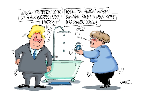 Cartoon: Waschtag (medium) by RABE tagged merkel,bundeskanzlerin,reden,regierungserklärungen,eu,gipfel,rabe,ralf,böhme,cartoon,karikatur,pressezeichnung,farbcartoon,tagescartoon,boris,johnson,london,treffen,queen,kopf,kopfwäsche,haarwäsche,premierminister,downing,street,merkel,bundeskanzlerin,reden,regierungserklärungen,eu,gipfel,rabe,ralf,böhme,cartoon,karikatur,pressezeichnung,farbcartoon,tagescartoon,boris,johnson,london,treffen,queen,kopf,kopfwäsche,haarwäsche,premierminister,downing,street