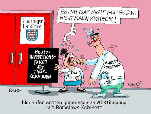 Cartoon: Wehwechen (medium) by RABE tagged landtagswahl,thüringen,erfurt,ramelow,kemmerich,fdp,akk,rücktritt,höcke,minderheitsregierung,kanzleramt,domino,dominospiel,cdu,dominosteine,hirte,afd,schraubstock,unvereinbarkeitsbeschluss,bundesvorstand,arzt,patient,kind,kabinett,investitionspaket,kommunen,investitionen,landtagswahl,thüringen,erfurt,ramelow,kemmerich,fdp,akk,rücktritt,höcke,minderheitsregierung,kanzleramt,domino,dominospiel,cdu,dominosteine,hirte,afd,schraubstock,unvereinbarkeitsbeschluss,bundesvorstand,arzt,patient,kind,kabinett,investitionspaket,kommunen,investitionen