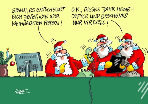 Cartoon: Weihnachtsspahn (medium) by RABE tagged weihnachten,weihnachtsmann,geschenke,corona,homeoffice,gesundheitsminister,jens,spahn,rabe,ralf,böhme,cartoon,karikatur,pressezeichnung,farbcartoon,tagescartoon,abstandsregeln,maskenpflicht,quarantäne,beherbergungsverbot,weihnachten,weihnachtsmann,geschenke,corona,homeoffice,gesundheitsminister,jens,spahn,rabe,ralf,böhme,cartoon,karikatur,pressezeichnung,farbcartoon,tagescartoon,abstandsregeln,maskenpflicht,quarantäne,beherbergungsverbot