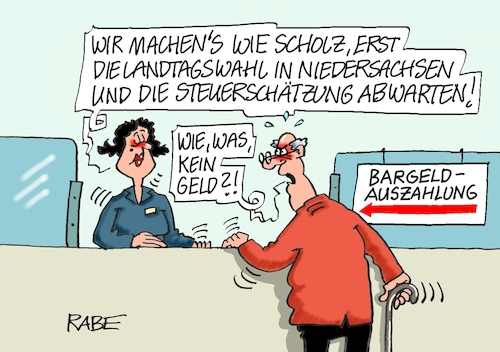 Cartoon: Wie Scholz (medium) by RABE tagged cum,ex,wirecard,olaf,scholz,untersuchungsausschuß,rabe,ralf,böhme,cartoon,karikatur,pressezeichnung,farbcartoon,tagescartoon,betrug,vetternwirtschaft,eimer,ausschüttung,verantwortung,gaskrise,energiekrise,bund,ländertreffen,steuerschätzung,landtagswahl,niedersachsen,abwarten,entlastungspaket,auszahlung,gaspreisbremese,gasdeckel,inflation,ukrainekrieg,bank,schalter,geld,euro,geldauszahlung,rentner,cum,ex,wirecard,olaf,scholz,untersuchungsausschuß,rabe,ralf,böhme,cartoon,karikatur,pressezeichnung,farbcartoon,tagescartoon,betrug,vetternwirtschaft,eimer,ausschüttung,verantwortung,gaskrise,energiekrise,bund,ländertreffen,steuerschätzung,landtagswahl,niedersachsen,abwarten,entlastungspaket,auszahlung,gaspreisbremese,gasdeckel,inflation,ukrainekrieg,bank,schalter,geld,euro,geldauszahlung,rentner