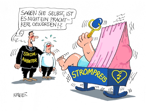 Cartoon: Wiegenlied für einen Strompreis (medium) by RABE tagged tarif,tarifabschluß,weihnachtsgeld,tarifbeschäftigte,gewerkschaften,weihnachten,weihnachtsgel,rabe,ralf,böhme,cartoon,karikatur,pressezeichnung,farbcartoon,tagescartoon,streik,prämie,geld,verdi,strom,strompreise,preiserhöhung,stromkonzerne,stromanbieter,kunden,stromkunden,strompreiserhöhung,prachtkerl,baby,babywiege,rassel,tarif,tarifabschluß,weihnachtsgeld,tarifbeschäftigte,gewerkschaften,weihnachten,weihnachtsgel,rabe,ralf,böhme,cartoon,karikatur,pressezeichnung,farbcartoon,tagescartoon,streik,prämie,geld,verdi,strom,strompreise,preiserhöhung,stromkonzerne,stromanbieter,kunden,stromkunden,strompreiserhöhung,prachtkerl,baby,babywiege,rassel