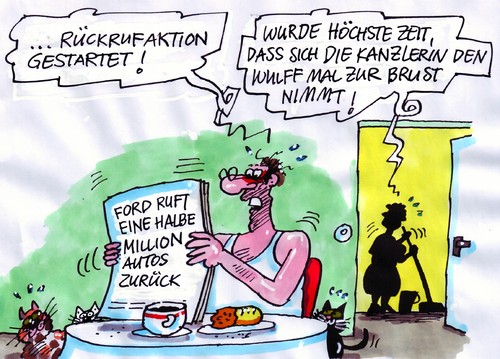 Cartoon: Wulffrückruf (medium) by RABE tagged telefongebühren,telefonrechnung,katzen,frühstück,presse,zeitung,mann,frau,ehepaar,reparatur,defekt,fehler,bild,maschmeyer,geerkens,urlaubsreise,privatkredit,transparenz,cdu,merkel,kanzlerin,staatsoberhaupt,bundespräsident,rückruf,pkw,auto,ford,offenlegung,kabinett,neujahrsempfang,rückrufaktion,rücktritt,mailbox,diekmann,bildzeitung,wulff,wulff,bundespräsident,staatsoberhaupt,kanzlerin,transparenz,privatkredit,urlaubsreise