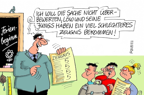 Cartoon: Zeugnistag (medium) by RABE tagged löw,fußball,wm,moskau,vorrunde,ausscheiden,nationalelf,blamage,schweden,südkorea,mexiko,rabe,ralf,böhme,cartoon,karikatur,pressezeichnung,farbcartoon,tagescartoon,lehrer,zeugnis,ferien,sommerferien,schüler,schulklasse,bundestrainer,rücktritt,löw,fußball,wm,moskau,vorrunde,ausscheiden,nationalelf,blamage,schweden,südkorea,mexiko,rabe,ralf,böhme,cartoon,karikatur,pressezeichnung,farbcartoon,tagescartoon,lehrer,zeugnis,ferien,sommerferien,schüler,schulklasse,bundestrainer,rücktritt