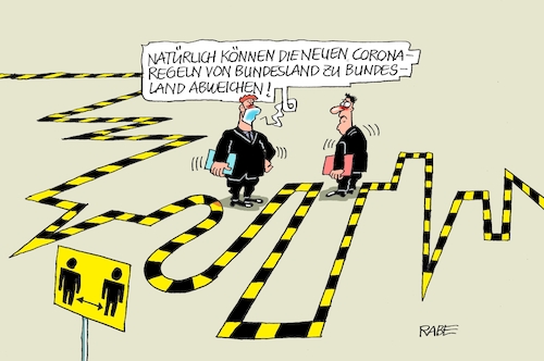 Cartoon: Zickzackiges (medium) by RABE tagged virus,corona,pandemie,coronakrise,rabe,ralf,böhme,cartoon,karikatur,pressezeichnung,farbcartoon,tagescartoon,viren,virenschutz,mundschutz,desinfektion,föderal,föderalismus,ländersache,coronabeschlüsse,abstand,abstandsregeln,linien,markierungen,merkel,videokonferenz,virus,corona,pandemie,coronakrise,rabe,ralf,böhme,cartoon,karikatur,pressezeichnung,farbcartoon,tagescartoon,viren,virenschutz,mundschutz,desinfektion,föderal,föderalismus,ländersache,coronabeschlüsse,abstand,abstandsregeln,linien,markierungen,merkel,videokonferenz