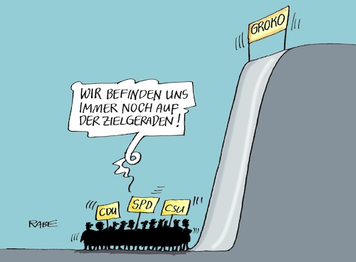 Cartoon: Zieleinlauf (medium) by RABE tagged sonderparteitag,spd,martin,schulz,ja,groko,koalitionsverhandlungen,rabe,ralf,böhme,cartoon,karikatur,pressezeichnung,farbcartoon,tagescartoon,merkel,union,koalitionsgespräche,neuwahlen,ziel,zielgerade,berg,zieleinlauf,sonderparteitag,spd,martin,schulz,ja,groko,koalitionsverhandlungen,rabe,ralf,böhme,cartoon,karikatur,pressezeichnung,farbcartoon,tagescartoon,merkel,union,koalitionsgespräche,neuwahlen,ziel,zielgerade,berg,zieleinlauf