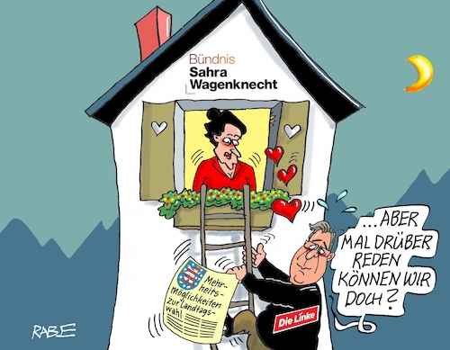 Cartoon: Zusammenschluss (medium) by RABE tagged wagenknecht,sahra,linke,parteiengründung,verein,bsw,bündnis,abspaltung,rabe,ralf,böhme,cartoon,karikatur,pressezeichnung,farbcartoon,tagescartoon,tür,auflösung,abgrund,fraktion,landtagswahl,thüringen,bodo,ramelow,fenster,leiter,fensterln,gespräch,rede,annäherung,mehrheit,mehrheitsmöglichkeiten,wagenknecht,sahra,linke,parteiengründung,verein,bsw,bündnis,abspaltung,rabe,ralf,böhme,cartoon,karikatur,pressezeichnung,farbcartoon,tagescartoon,tür,auflösung,abgrund,fraktion,landtagswahl,thüringen,bodo,ramelow,fenster,leiter,fensterln,gespräch,rede,annäherung,mehrheit,mehrheitsmöglichkeiten