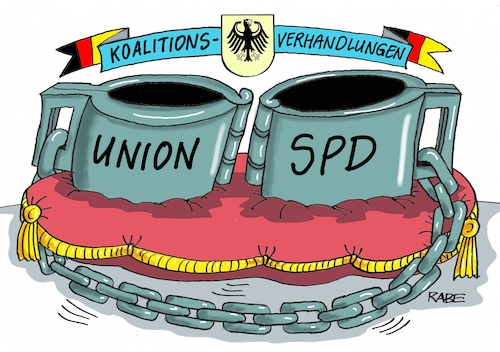 Cartoon: Zwangsehe (medium) by RABE tagged spd,sonderparteitag,martin,schulz,bonn,abstimmung,eintritt,ja,nein,groko,rabe,ralf,böhme,cartoon,karikatur,pressezeichnung,farbcartoon,tagescartoon,neuwahlen,minderheitsregierung,koalitionsverhandlungen,ketten,handschellen,zwangsehee,spd,sonderparteitag,martin,schulz,bonn,abstimmung,eintritt,ja,nein,groko,rabe,ralf,böhme,cartoon,karikatur,pressezeichnung,farbcartoon,tagescartoon,neuwahlen,minderheitsregierung,koalitionsverhandlungen,ketten,handschellen,zwangsehee