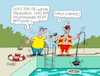 Cartoon: Abflussreiniger (small) by RABE tagged freibad,schwimmbad,bademeister,rettungsschwimmer,basin,anweisungen,rabe,ralf,böhme,cartoon,karikatur,pressezeichnung,farbcartoon,tagescartoon,stöpsel,abfluss,platzverweis,polizeipräsenz