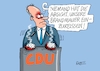 Cartoon: Absichtserklärung (small) by RABE tagged cdu,parteitag,hannover,friedrich,merz,csu,union,opposition,erneuerung,steinmetz,bildhauer,richtungsstreit,hammer,meissel,fels,kunst,abstracktes,convent,brandmauer,brandwunden,brandblasen,abriss,afd,rechte,ulbricht,mauerbau,rednerpult,mullbinden,verband