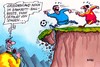 Cartoon: Am Abgrund (small) by RABE tagged eu,euro,europameisterschaft,fussball,em,fussballeuropameisterschaft,ukraine,kiew,polen,deutschland,griechenland,nationalelf,löw,lahm,trainer,tor,torwart,schiedsrichter,elfmeter,eurokrise,schuldenkrise,rettungsschirm,schuldenschnitt,fiskalpakt,titanic,unte