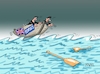 Cartoon: Aus dem Ruder gelaufen (small) by RABE tagged premier,sunak,konservative,england,parlamentswahlen,großbritannien,rabe,ralf,böhme,cartoon,karikatur,pressezeichnung,farbcartoon,tagescartoon,abgrund,tür,bedeutungslosigkeit,rishi,absturz,tories,meer,see,wellengang,ruder,sturm